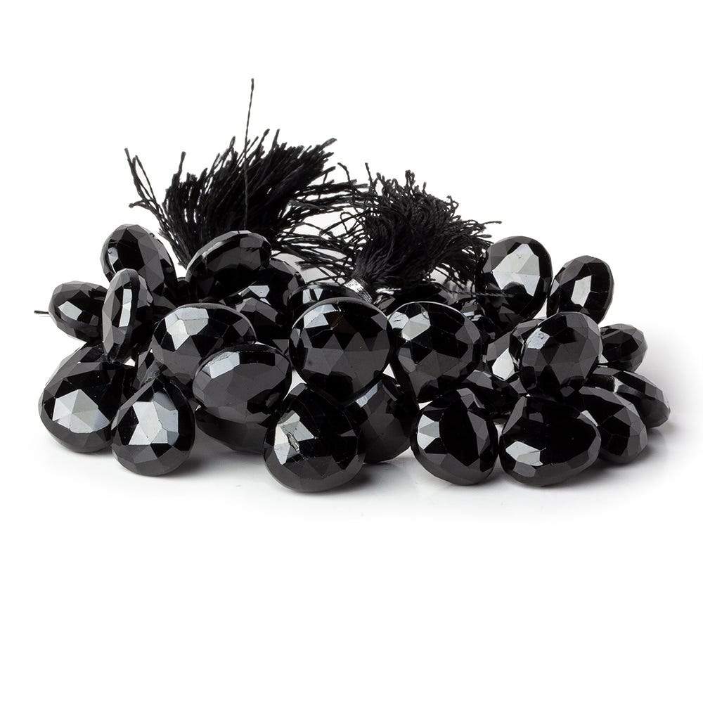 10-11mm Black Spinel Faceted Hearts 7.5 inch 38 beads (ONLINE ORDER ONLY)