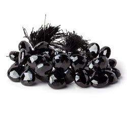 10-11mm Black Spinel Faceted Hearts 7.5 inch 38 beads (ONLINE ORDER ONLY)