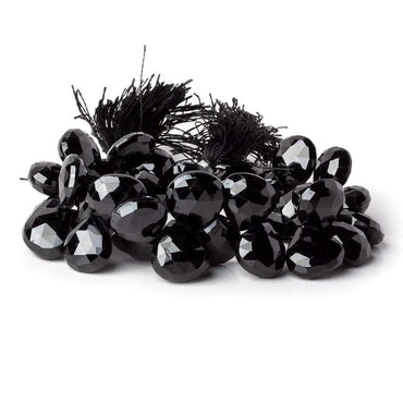 10-11mm Black Spinel Faceted Hearts 7.5 inch 38 beads (ONLINE ORDER ONLY)