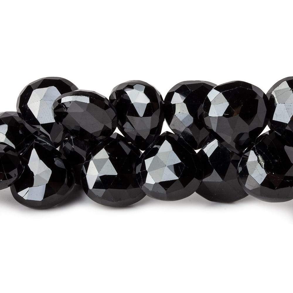 10-11mm Black Spinel Faceted Hearts 7.5 inch 38 beads (ONLINE ORDER ONLY)
