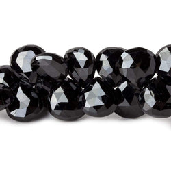 10-11mm Black Spinel Faceted Hearts 7.5 inch 38 beads (ONLINE ORDER ONLY)