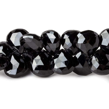10-11mm Black Spinel Faceted Hearts 7.5 inch 38 beads (ONLINE ORDER ONLY)