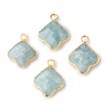 12-13mm Gold Leafed Aquamarine Faceted Trillium Flower Focal Pendant 1 piece (ONLINE ORDER ONLY)