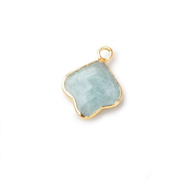 12-13mm Gold Leafed Aquamarine Faceted Trillium Flower Focal Pendant 1 piece (ONLINE ORDER ONLY)
