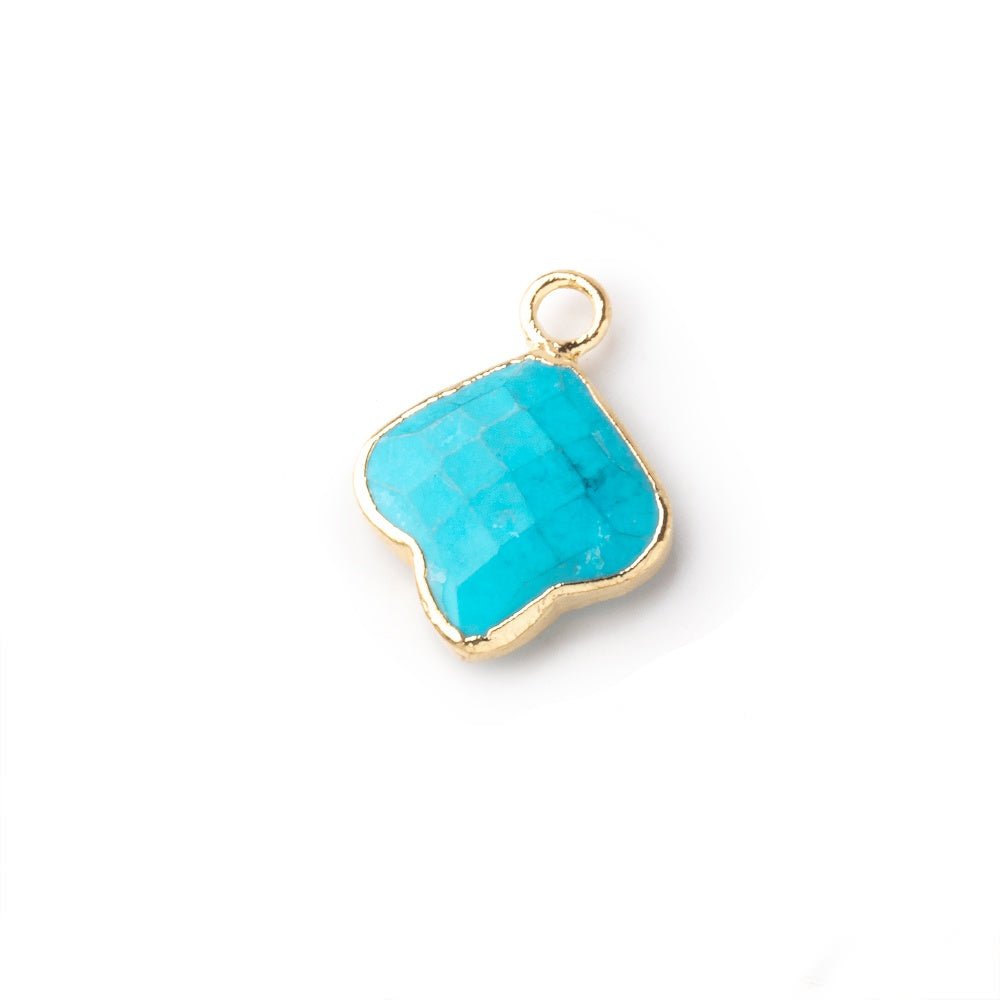 12-13mm Gold Leafed Howlite Faceted Trillium Flower Focal Pendant 1 piece (ONLINE ORDER ONLY)