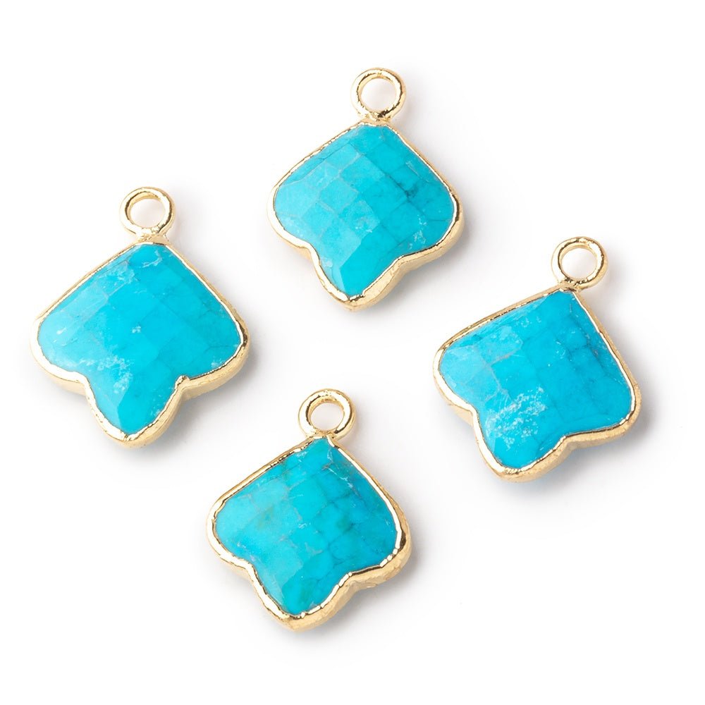 12-13mm Gold Leafed Howlite Faceted Trillium Flower Focal Pendant 1 piece (ONLINE ORDER ONLY)