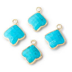 12-13mm Gold Leafed Howlite Faceted Trillium Flower Focal Pendant 1 piece (ONLINE ORDER ONLY)