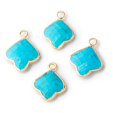 12-13mm Gold Leafed Howlite Faceted Trillium Flower Focal Pendant 1 piece (ONLINE ORDER ONLY)