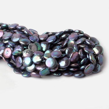 12-13mm Peacock Blue Purple Coin Freshwater Pearl 16 inch 31 pieces A (ONLINE ORDER ONLY)