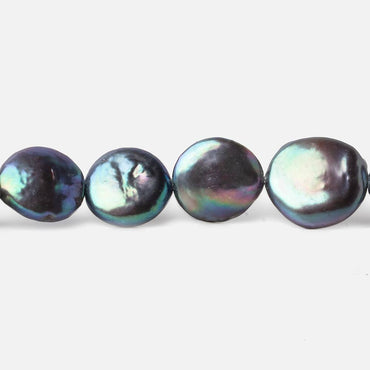 12-13mm Peacock Blue Purple Coin Freshwater Pearl 16 inch 31 pieces A (ONLINE ORDER ONLY)