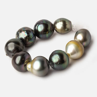 12-13mm Tahitian Saltwater 2mm Large Hole Pearls 3.5 inches 7 pieces (ONLINE ORDER ONLY)
