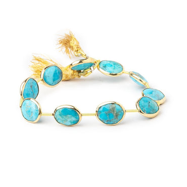 12-13mm Vermeil Bezel Turquoise Straight Drill Nuggets 7 inch 9 Beads (ONLINE ORDER ONLY)