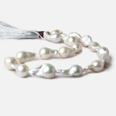 12-13mm White Ultra Baroque Freshwater Pearls 16.5 inch 17 pieces AA 0.8mm drill hole (ONLINE ORDER ONLY)