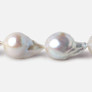 12-13mm White Ultra Baroque Freshwater Pearls 16.5 inch 19 pieces AA 0.8mm drill hole (ONLINE ORDER ONLY)