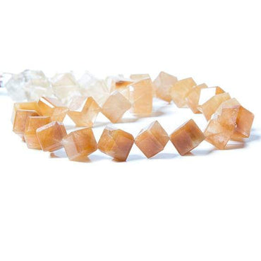 12-14mm Caramel Rutilated Quartz bezel faceted cubes 16 inch 31 Beads (ONLINE ORDER ONLY)