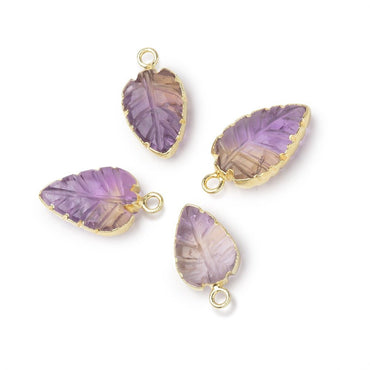 12-14mm Gold Leafed Ametrine Carved Leaf Focal 1 piece (ONLINE ORDER ONLY)