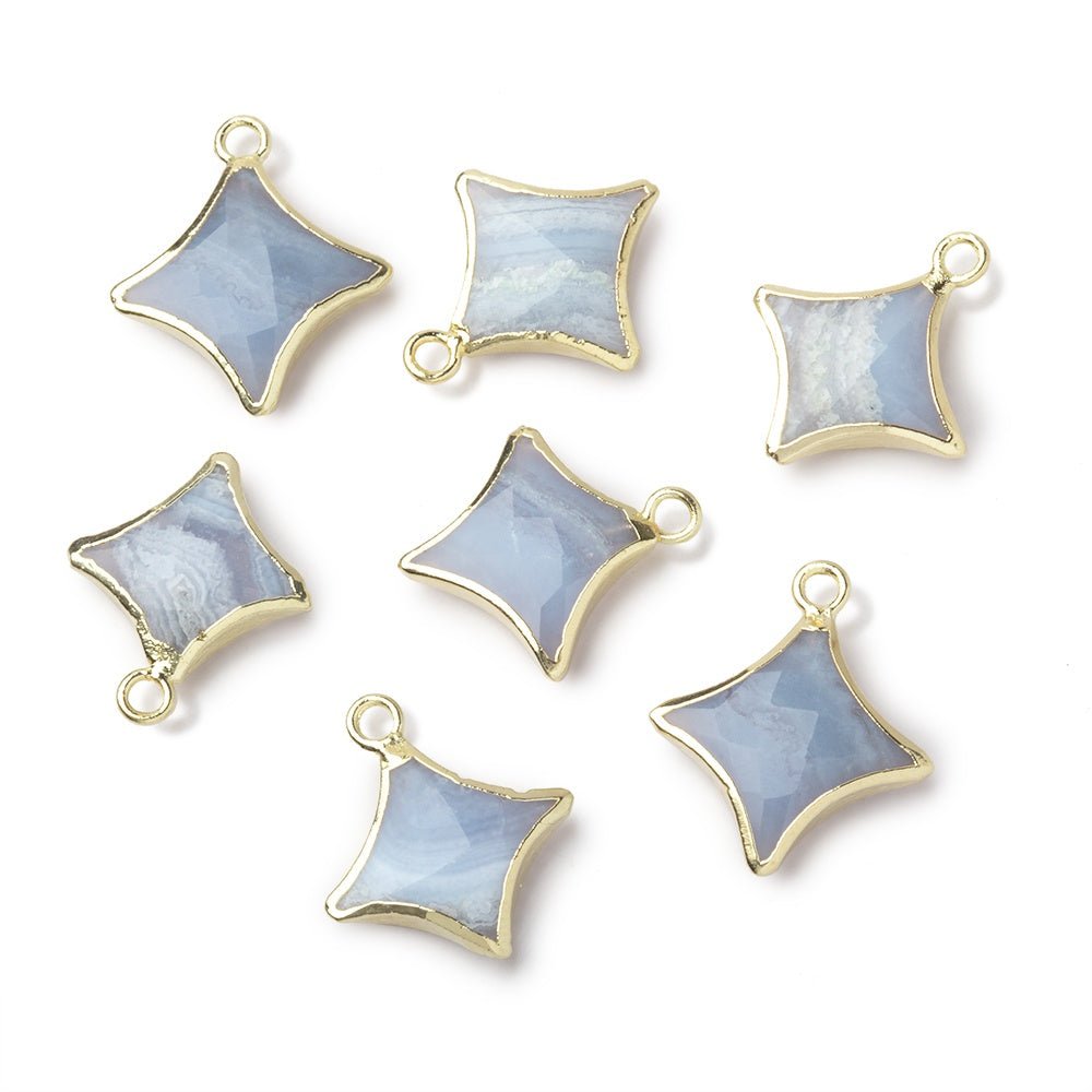 12-14mm Gold Leafed Blue Lace Agate 4 Point Star Focal Pendant 1 piece (ONLINE ORDER ONLY)