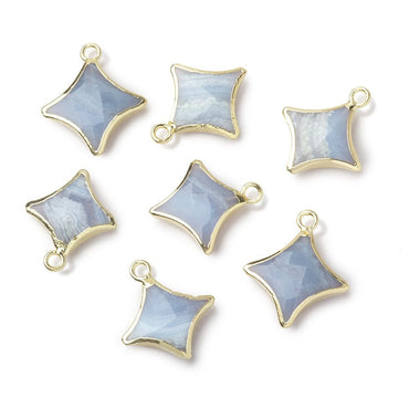 12-14mm Gold Leafed Blue Lace Agate 4 Point Star Focal Pendant 1 piece (ONLINE ORDER ONLY)