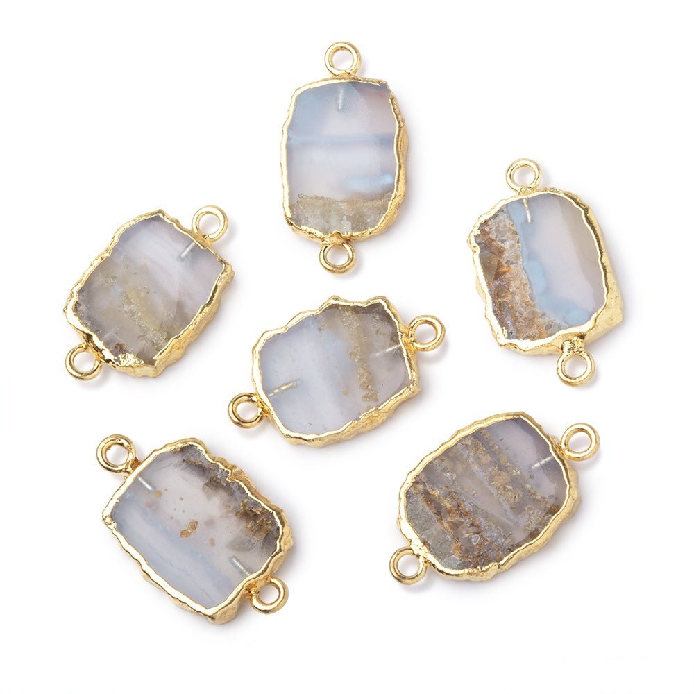 12-14mm Gold Leafed Blue Lace Agate Slice Connector 1 piece (ONLINE ORDER ONLY)