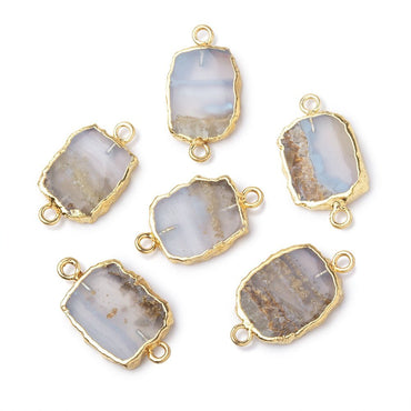 12-14mm Gold Leafed Blue Lace Agate Slice Connector 1 piece (ONLINE ORDER ONLY)
