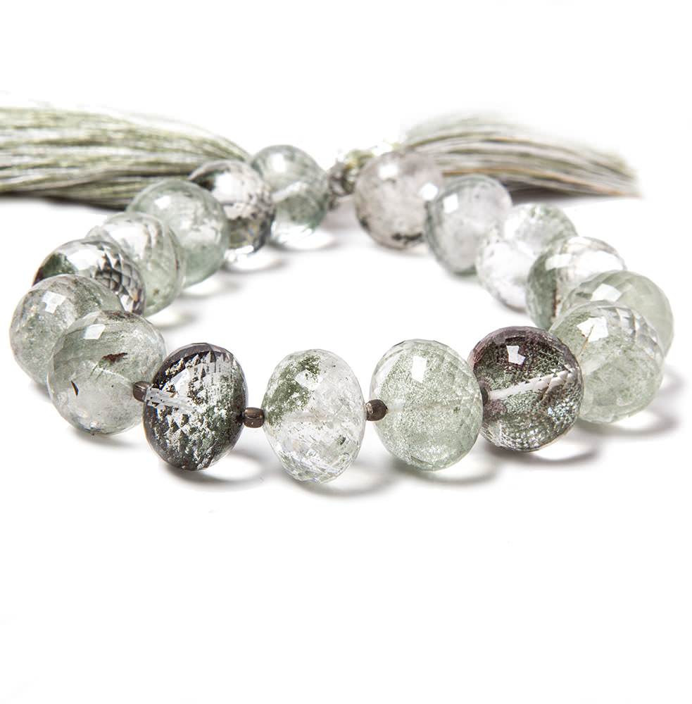 12-14mm Moss Quartz faceted rondelle beads 8 inch 17 pieces (ONLINE ORDER ONLY)