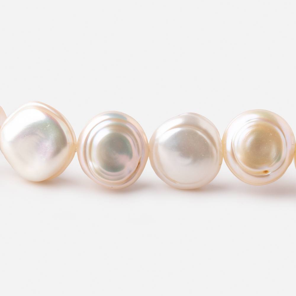 12-14mm Peach Side Drilled Keshi Freshwater Pearls 16 inch 35 pieces (ONLINE ORDER ONLY)