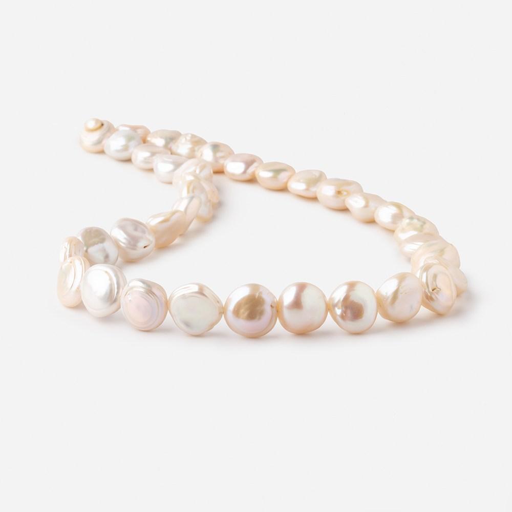 12-14mm Peach Side Drilled Keshi Freshwater Pearls 16 inch 35 pieces (ONLINE ORDER ONLY)