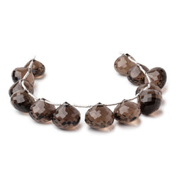 12-14mm Smoky Quartz Faceted Candy Kiss Beads 6.5 inch 13 pieces (ONLINE ORDER ONLY)