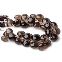 12-14mm Smoky Quartz Faceted Candy Kiss Beads 6.5 inch 13 pieces (ONLINE ORDER ONLY)