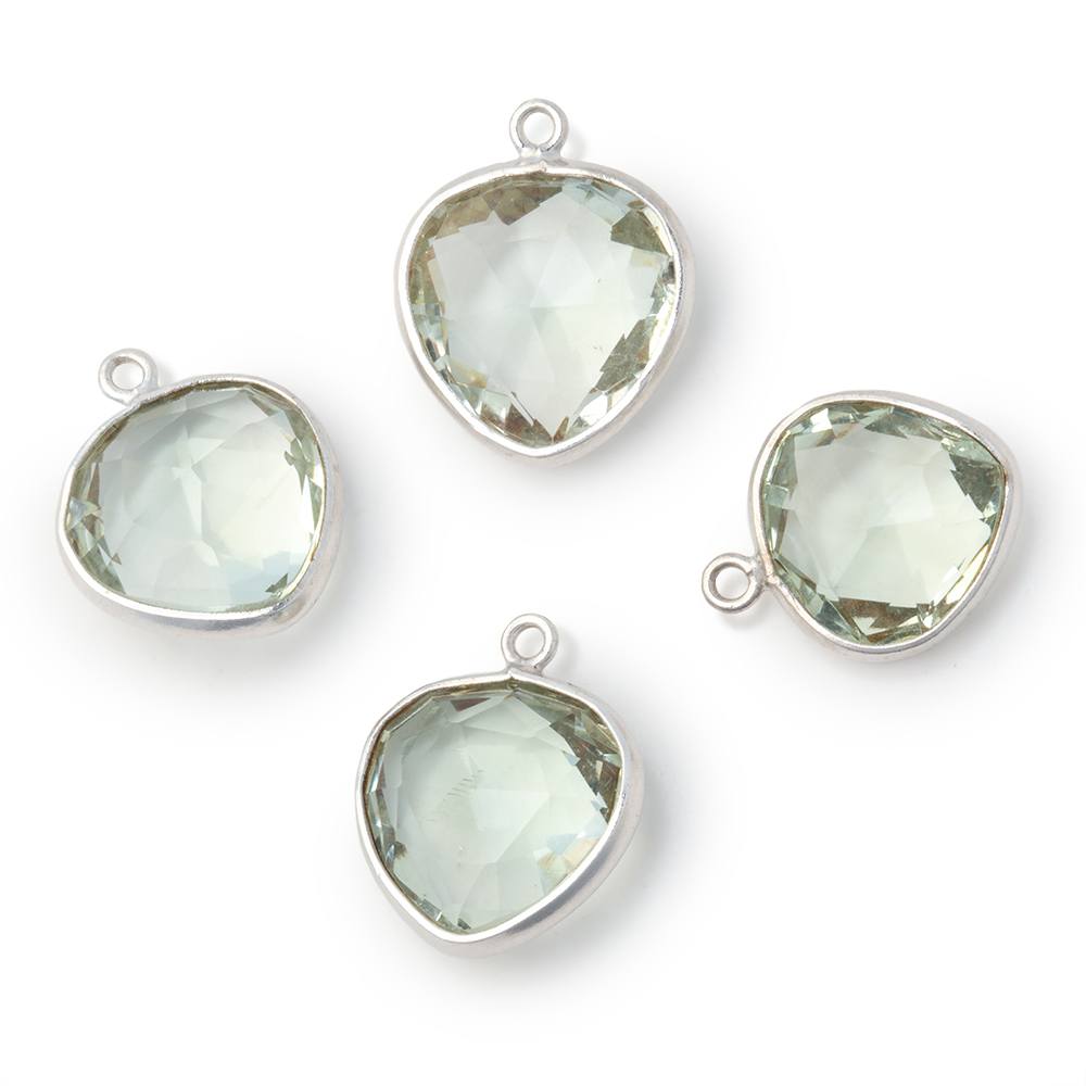 12-14mm Sterling Silver Bezel Prasiolite Faceted Heart Pendant 1 piece (ONLINE ORDER ONLY)