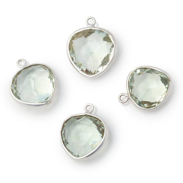 12-14mm Sterling Silver Bezel Prasiolite Faceted Heart Pendant 1 piece (ONLINE ORDER ONLY)