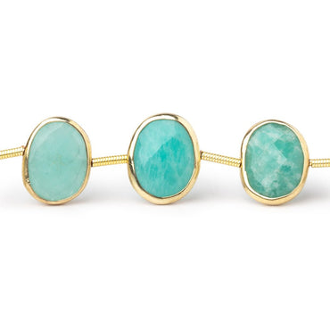 12-14mm Vermeil Bezel Amazonite Side Drill Nuggets 6.5 inch 11 Beads (ONLINE ORDER ONLY)
