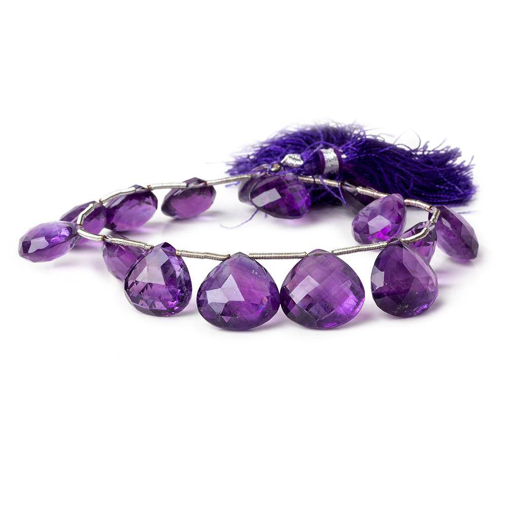 9-11mm Amethyst Faceted Heart Beads 8.5 inch 10 pieces (ONLINE ORDER ONLY)