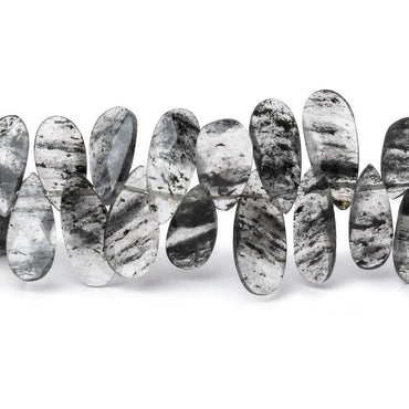 12-15mm Black Moss Quartz Faceted Pear & Marquise Beads 7.5 inch 54 pieces (ONLINE ORDER ONLY)