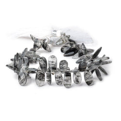 12-15mm Black Moss Quartz Faceted Pear & Marquise Beads 7.5 inch 54 pieces (ONLINE ORDER ONLY)