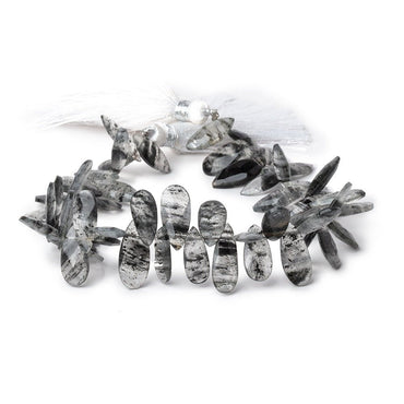 12-15mm Black Moss Quartz Faceted Pear & Marquise Beads 7.5 inch 54 pieces (ONLINE ORDER ONLY)