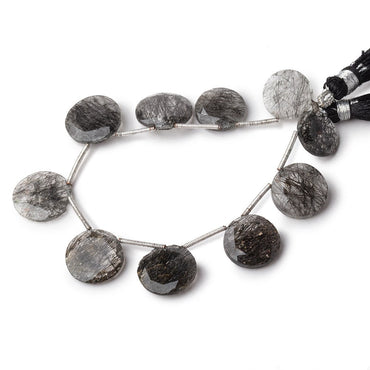 12-15mm Black Tourmalinated Quartz Faceted Coin Beads 6.5 inch 10 pieces (ONLINE ORDER ONLY)