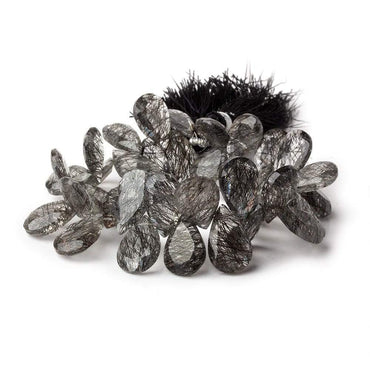 12-15mm Black Tourmalinated Quartz Faceted Pear Beads 6 inch 37 pieces AAA (ONLINE ORDER ONLY)