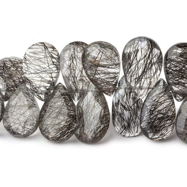 12-15mm Black Tourmalinated Quartz Faceted Pear Beads 6 inch 37 pieces AAA (ONLINE ORDER ONLY)