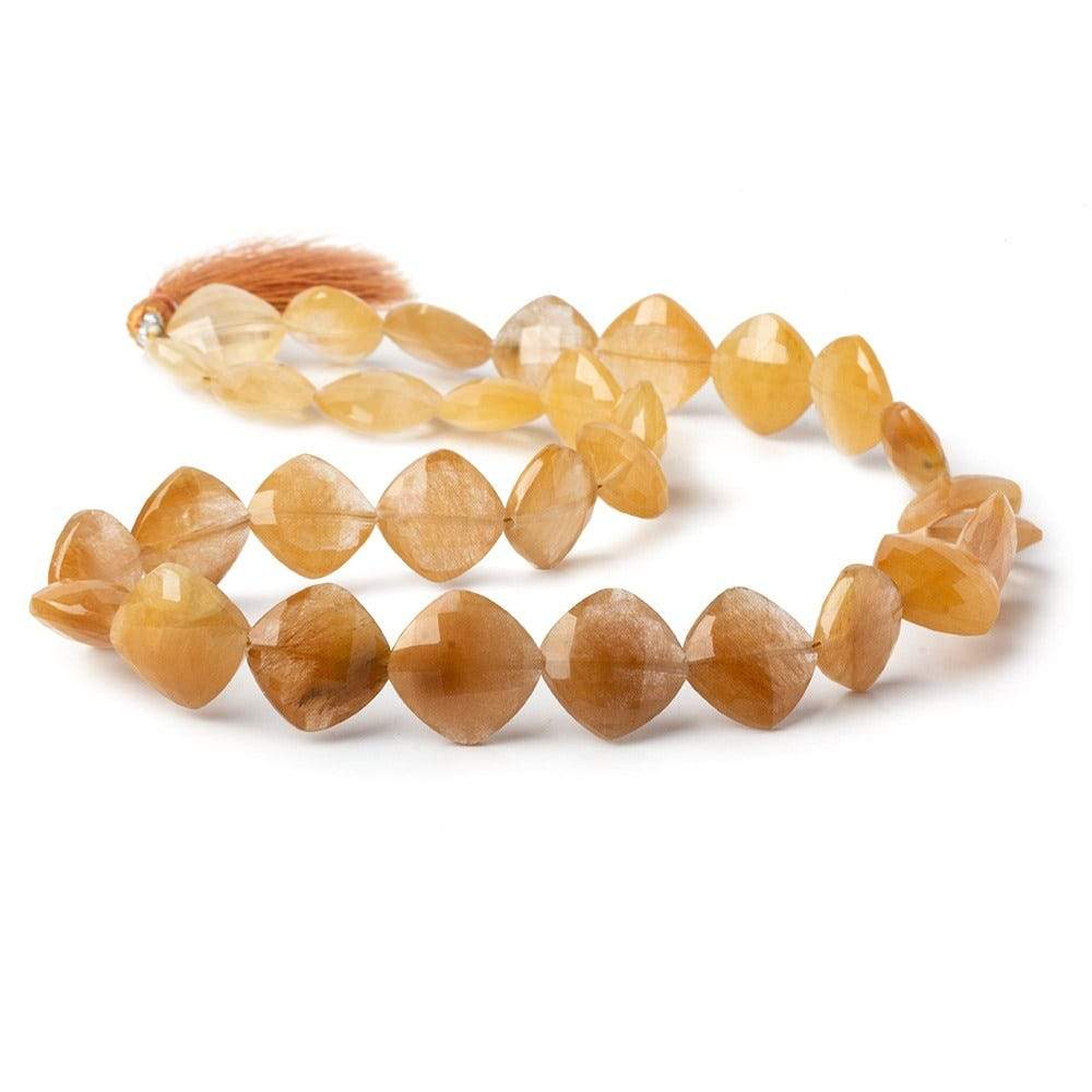 12-15mm Caramel Rutilated Quartz Faceted Pillow Beads 17 inch 31 pcs (ONLINE ORDER ONLY)