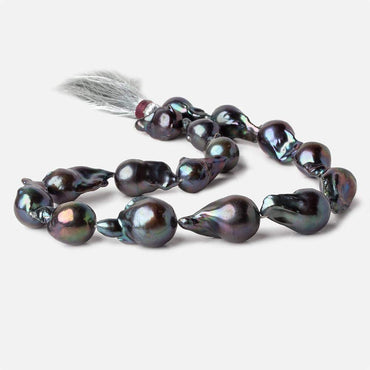 12-15mm Peacock Ultra Baroque Freshwater Pearls 16.5 inch 16 pcs .8mm drill hole AAA (ONLINE ORDER ONLY)