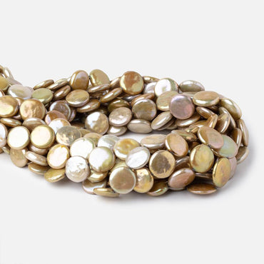 12-15mm Sage Green Coin Freshwater Pearls 18 inch 30 pieces (ONLINE ORDER ONLY)