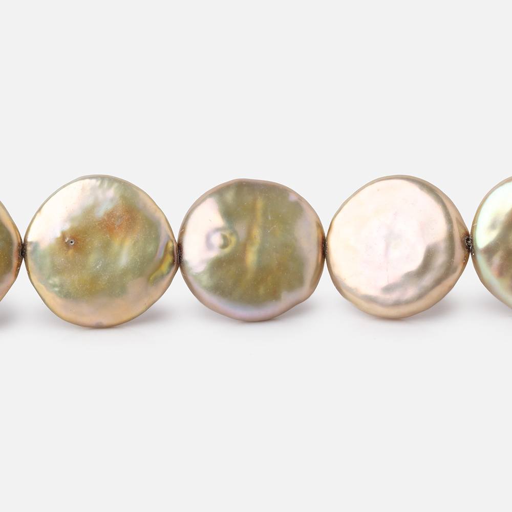 12-15mm Sage Green Coin Freshwater Pearls 18 inch 30 pieces (ONLINE ORDER ONLY)