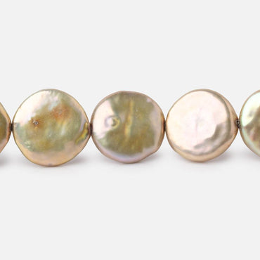 12-15mm Sage Green Coin Freshwater Pearls 18 inch 30 pieces (ONLINE ORDER ONLY)