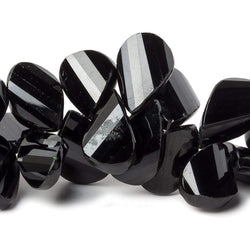 12-16mm Black Spinel Twist Faceted Pear Beads 8 inch 46 pieces (ONLINE ORDER ONLY)