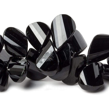 12-16mm Black Spinel Twist Faceted Pear Beads 8 inch 46 pieces (ONLINE ORDER ONLY)