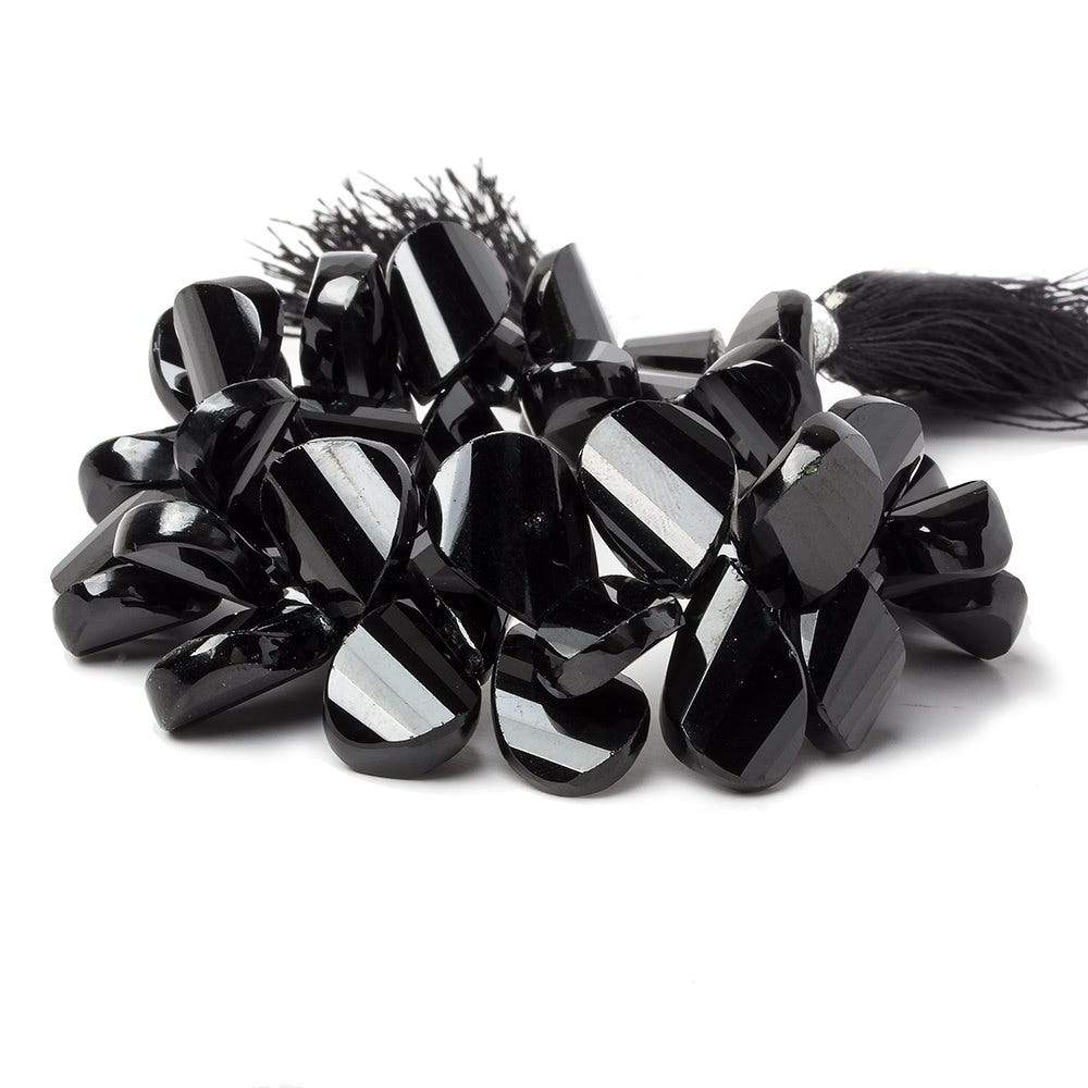 12-16mm Black Spinel Twist Faceted Pear Beads 8 inch 46 pieces (ONLINE ORDER ONLY)
