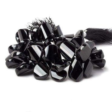 12-16mm Black Spinel Twist Faceted Pear Beads 8 inch 46 pieces (ONLINE ORDER ONLY)