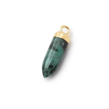 12-16mm Gold Leafed Emerald Plain Spike Focal Pendant 1 piece (ONLINE ORDER ONLY)