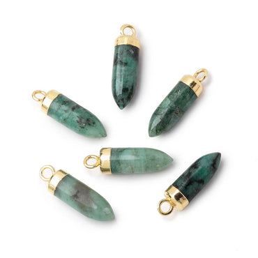 12-16mm Gold Leafed Emerald Plain Spike Focal Pendant 1 piece (ONLINE ORDER ONLY)